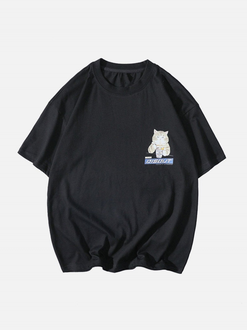 T Shirts Aelfric Eden Ramen Cat Graphique Tee Noir | SAL-65058346